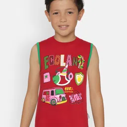 dongli Boys Red Printed Round Neck Sleeveless T-shirt-image-70