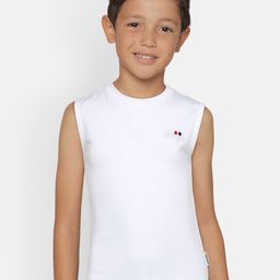 dongli Boys White Solid Round Neck Sleeveless T-shirt-image-80