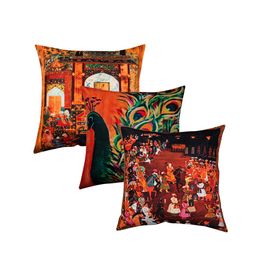 SEJ by Nisha Gupta Multicoloured Set of 10 Printed 16" x 16" Square Cushion Covers image 5
