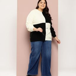 Sztori Plus Size Colourblock Pullover-image-39