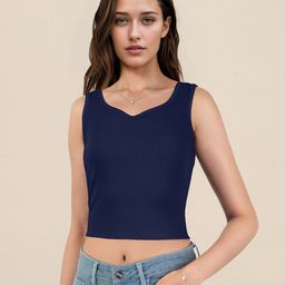 DressBerry Sweetheart Neck Ribbed Crop Top-32
