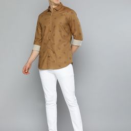 Mast & Harbour Men Brown Cotton Classic Floral Printed Casual Shirt-image-18