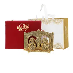 INTERNATIONAL GIFT Laxmi Ganesh God Idol Showpiece With Best Wishes Tag & Velvet Box-image-95