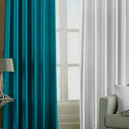BELLA TRUE Green & White 2 Pieces Long Door Curtains-image-90