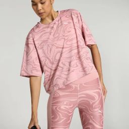 Puma Dusty Pink Abstract Print Sports T-Shirt-image-38