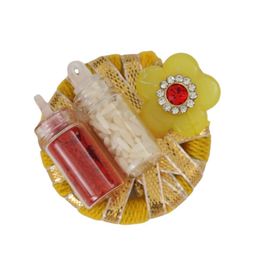 Yellow Bee Set Of 3 Wraparound Rakhi With Roli Chawal image 4