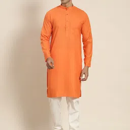 SOJANYA Men Orange Solid Kurta-picture-50