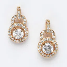 VOGUE PANASH Gold-Plated AD-Stone Circular Shaped Drop Earrings image 3