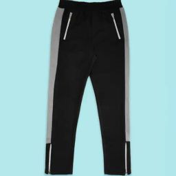 Pantaloons Junior Black & Grey Cotton Color Block Trackpants-image-28