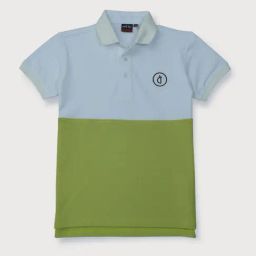 Gini & Jony Kids Blue & Green Color Block Polo T-Shirt-image-69