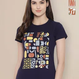 Metronaut Women Pack of 3 Geometric Printed Round Neck Cotton T-shirts-picture-36