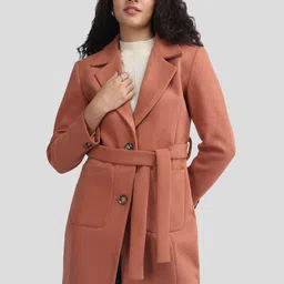 Plagg Women Single-Breasted Overcoat With Waist Belt-image-90