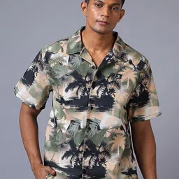 Converse Standard Tropical Printed Spread Collar Pure Cotton Shirt-image-41
