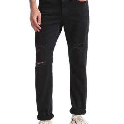 Calvin Klein Jeans Black Slim Fit Distressed Jeans-picture-2
