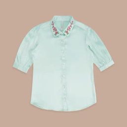 Pantaloons Junior Mint Green Cotton Embroidered Top-image-49