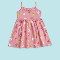 Pantaloons Junior Kids Pink Cotton Floral Print Dress-image-124
