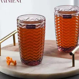 The Artment Modern Muse Maroon Crystal Tumbler (0.39 L) - Set of 8-picture-0