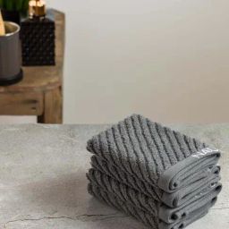Nautica Cross View Steel Grey Cotton 600 GSM Fluffy Zero Twist Face Towel - Set of 4-10