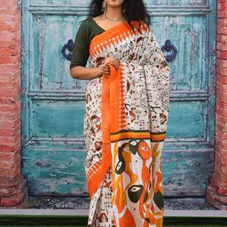 Pinkcity Trade World Warli Printed Pure Cotton Bagru Saree-12