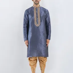 SULAKSHACOUTUREZ Men Embroidered Regular Aari Work Kurta with Patiala-image-12