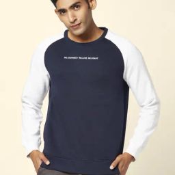 Urban Ranger by Pantaloons Navy & White Regular Fit Colour Block Sweatshirt-picture-14