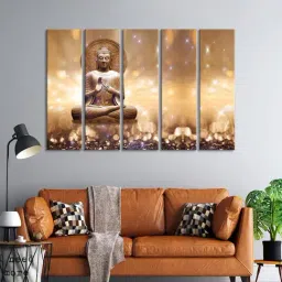 999Store Printed Gold MDF 5 Panels Wall Art-picture-31