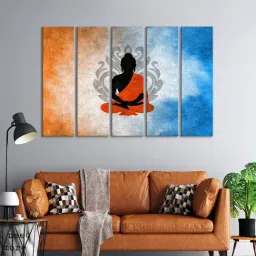 999Store Printed Orange MDF 5 Panels Wall Art-picture-10
