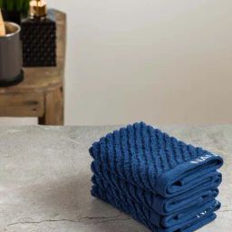 Nautica Cross View Navy Cotton 600 GSM Fluffy Zero Twist Face Towel - Set of 4-18