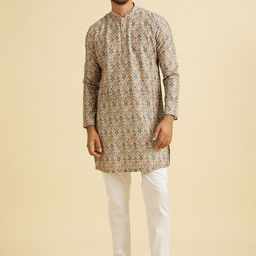 Manyavar Ethnic Motifs Printed Mandarin Collar Straight Kurta-image-52