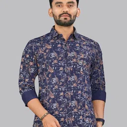 ADWYN PETER Men Classic Floral Opaque Printed Casual Shirt-image-10
