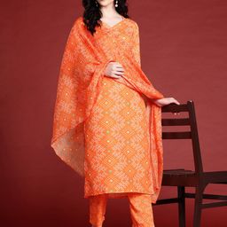 Anouk Ethnic Motifs Printed Regular Kurta With Trousers & With Dupatta image 2