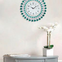 CHRONIKLE Round Embellished Green Iron Wall Clock-picture-32