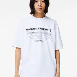Lacoste White Loose Fit Printed T-Shirt-image-33