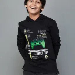 Fame Forever by Lifestyle Kids Black Cotton Printed Full Sleeves T-Shirt-picture-3