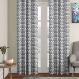 Aura Grey 2 Pieces Geometric Printed Black Out Door Curtains-69
