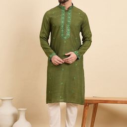 House of Pataudi Floral Embroidered Thread Work Straight Kurta-image-35