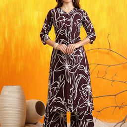 KALINI Women Floral Printed Cotton A-Line Kurta with Palazzo-image-98