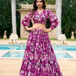 Kaizen TEXO FAB Printed Semi-Stitched Lehenga & Unstitched-37