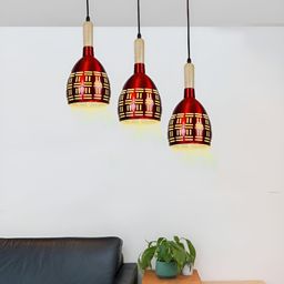 GAUVIK Maroon Printed Aluminium Ceiling Lamp-44