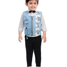 DOTSON Full Sleeves Solid Shirt With Jacket & Pants - Sky Blue-picture-38