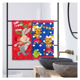 Sassoon 100% Cotton 300 GSM Kids Cartoon Super Soft Printed Hand Towel for Bathroom Pack  of 2- Red Blue-image-50