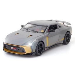 PLUSPOINT Diecast Toy Car Scale Model Pull Back with Lights and Sound 1:24-GTR50 - Grey-23