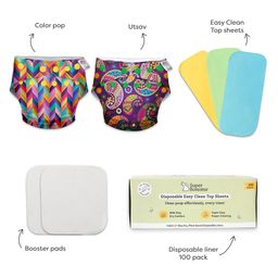Superbottoms Cloth Diapers For Babies Trial Pack With 2 Freesize Uno New Version Reusable - Multicolour-28