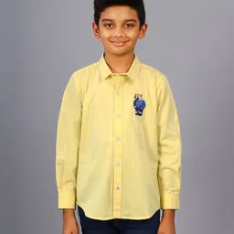 Zion Full Sleeves Bear Embroidery Shirt -Yellow-picture-44