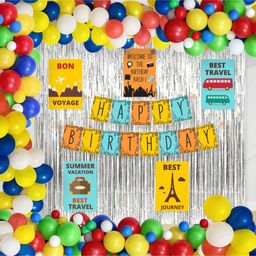 Untumble Travel Theme Birthday Decoration Foil Kit for Kids Pack of 108- Multicolor-image-86