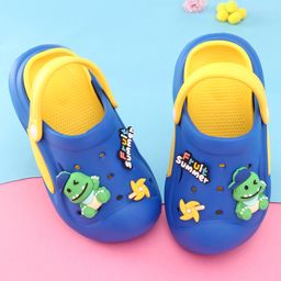 Oh! Pair Clogs with Back Strap Closure & Dino Applique - Blue-15