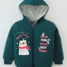 CUCUMBER Taffeta Full Sleeves Winter Jacket Polar Bear Print - Teal Blue-image-82