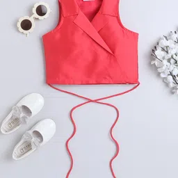 Taffykids Sleeveless Solid Blazer Crop Top - Pink-picture-31