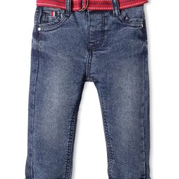 Babyhug Washed Denim Full Length Jeans With Stretch - Blue-image-8
