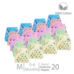 chrish Chirsh New Born Baby Cloth Diapers Washable & Reusable Cotton Cloth Nappies Infants Langots With String (0-6 Months, Pack Of 20) Medium- Multi Color-picture-12